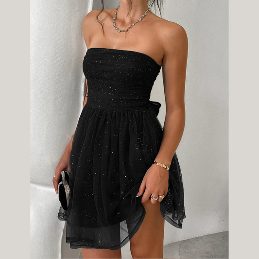 Fashion Women's Tube Top Mesh Dress