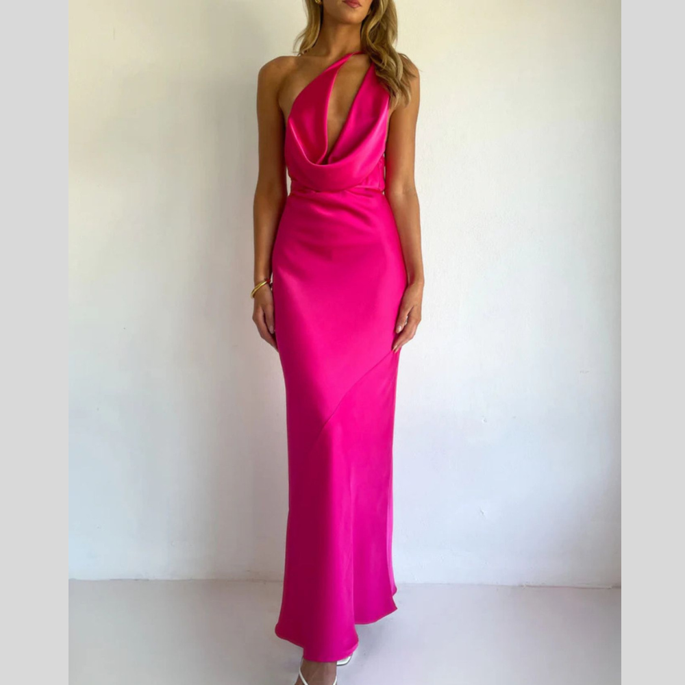 Halter Neck Satin Maxi Dress