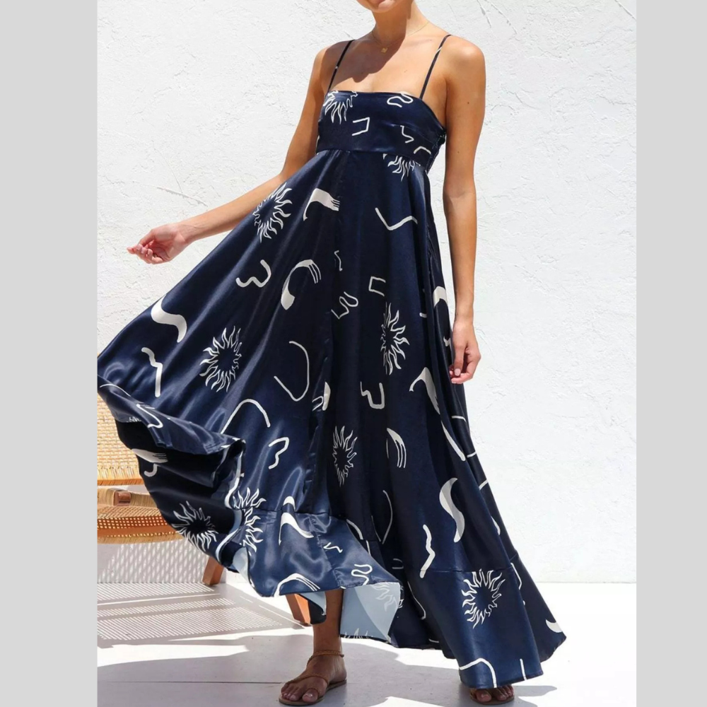Printed Spaghetti Strap Maxi Dress