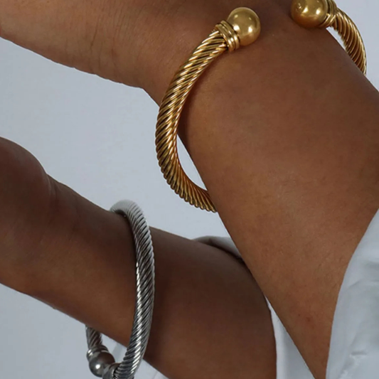 Stainless Steel Twisted Cable Cuff Bracelet