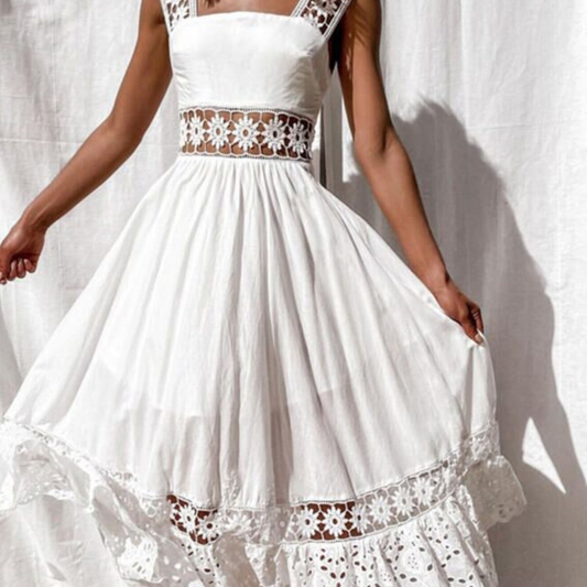 Full Size Openwork Crochet Sleeveless Midi Dress Plus Size