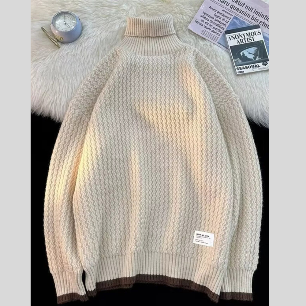 Men's Textured Knit Turtleneck Sweater