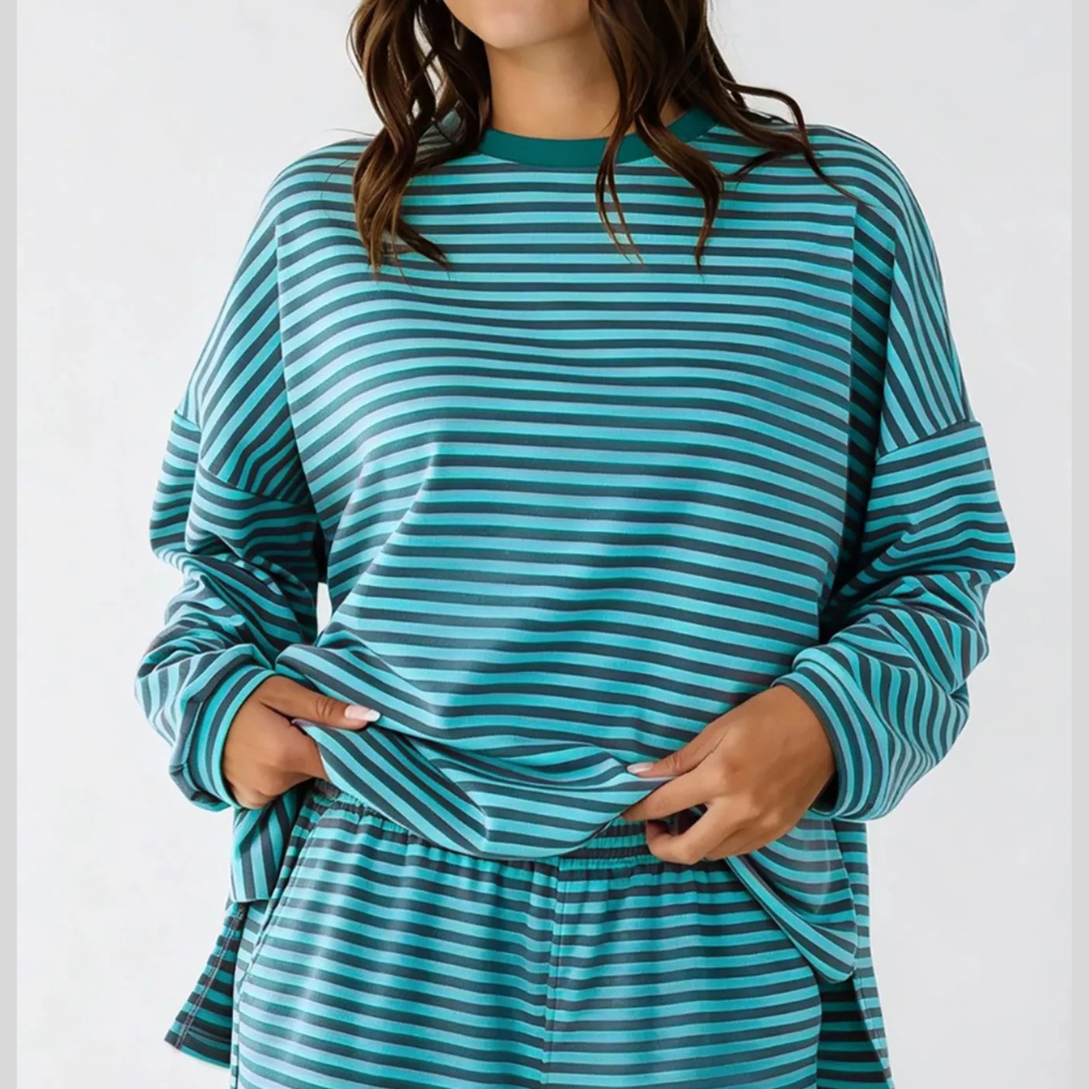 Women's Striped Long Sleeve Summer Set