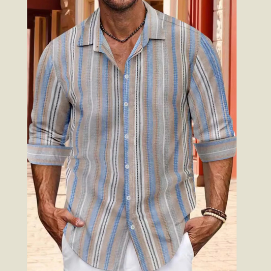 Relaxed Fit Men's Striped Shirt – Full Size