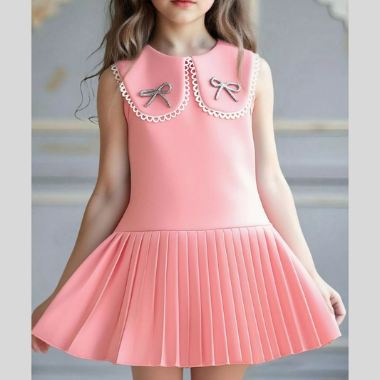 Children's Bow-Accented Pleated Dress