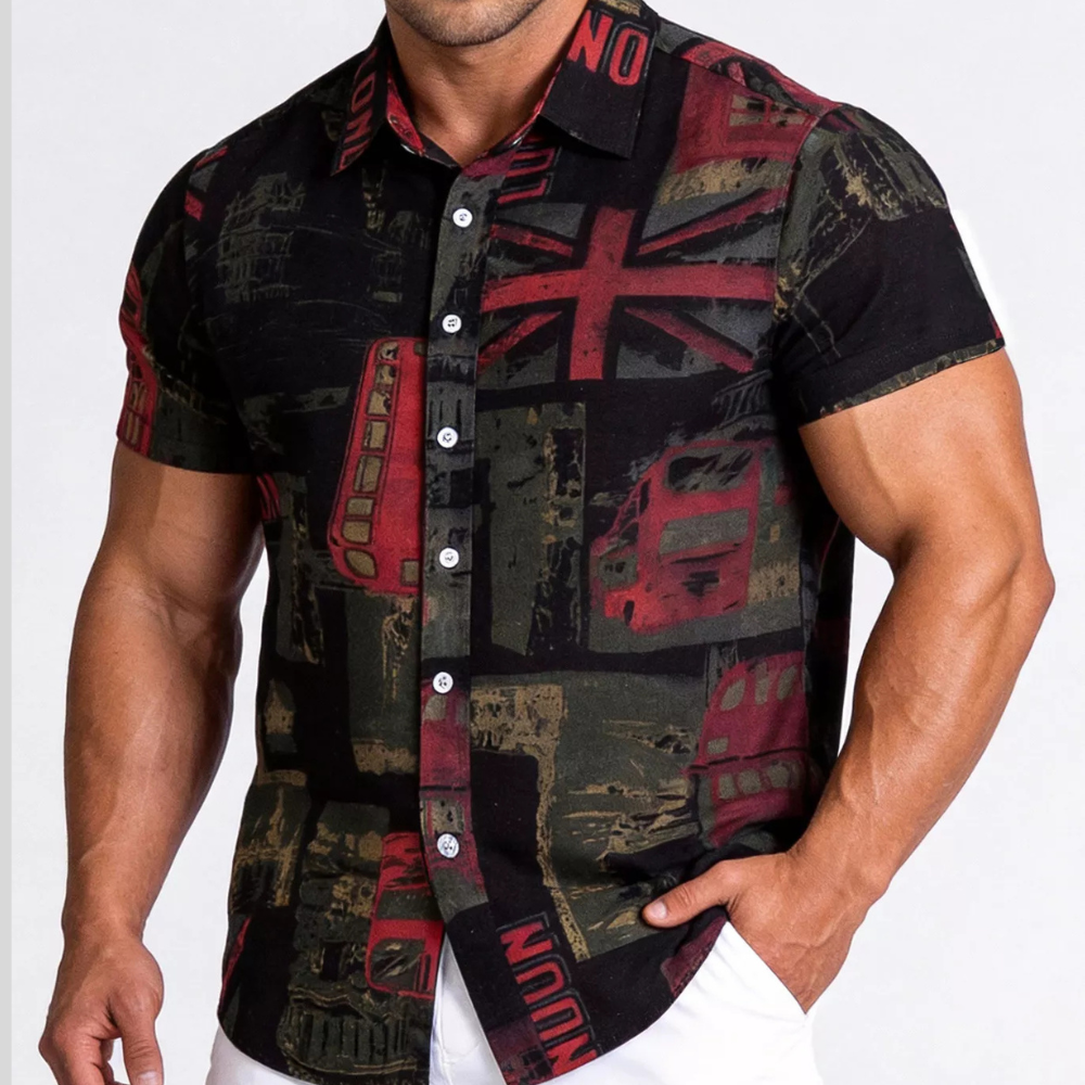 Men's Full Size Pattern Print Button-Up Shirt