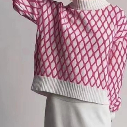 Geometric Pattern Turtleneck Sweater
