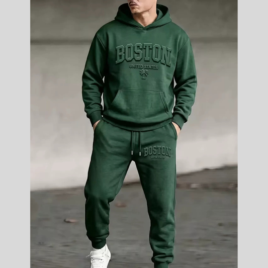 Men's Full Size Kangaroo Pocket Hoodie and Pants Set Plus Size