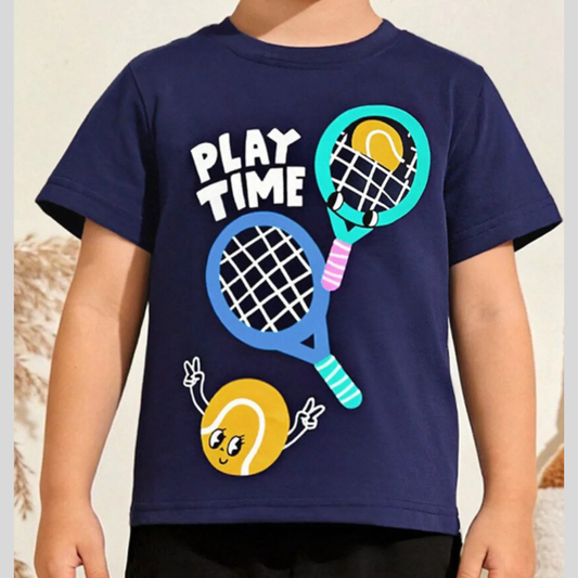 Children's Play Time Tennis Graphic Crew Neck T-Shirt
