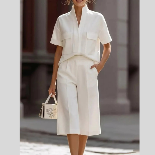 Full Size Short Sleeve Top and Shorts Set Plus Size
