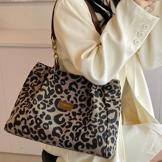 All-match Leopard Print One-shoulder Underarm Women's Bag Sense Large Capacity Totes