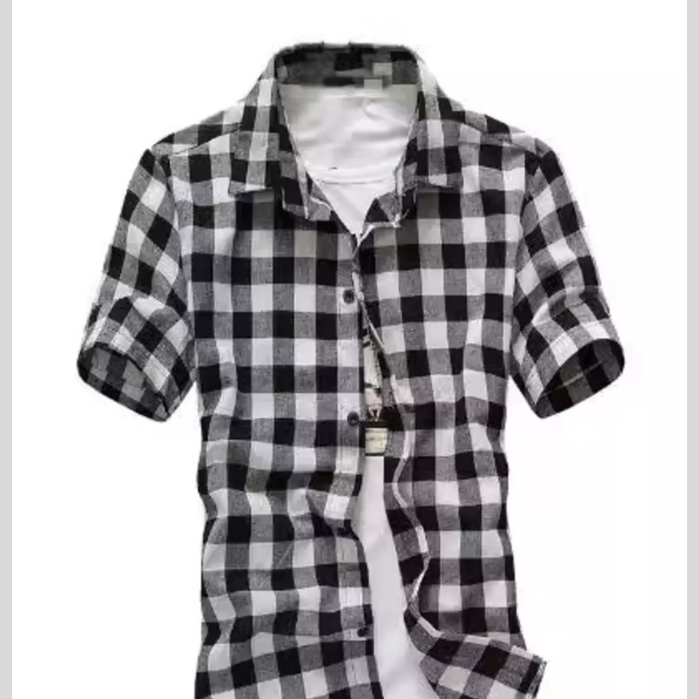 Men's Plus Size Casual Short Sleeve Plaid Shirt