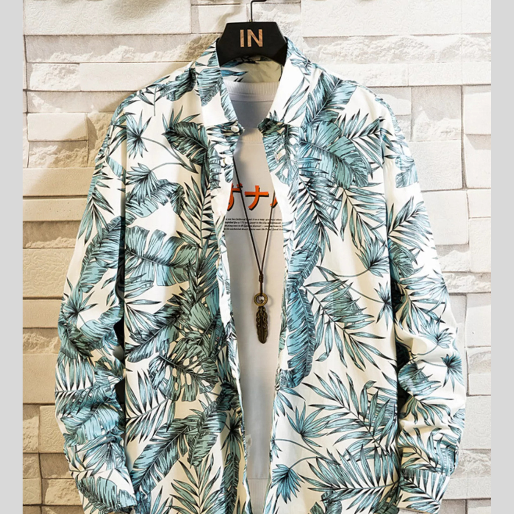 Men's Plus Size Printed Button Up Shirt