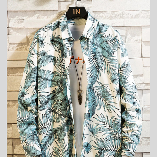 Men's Plus Size Printed Button Up Shirt