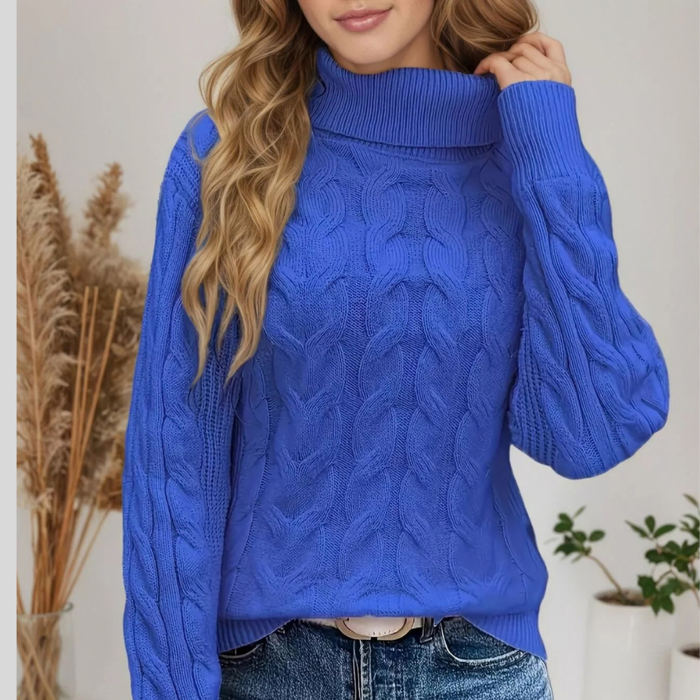 Cable-Knit Turtleneck Sweater