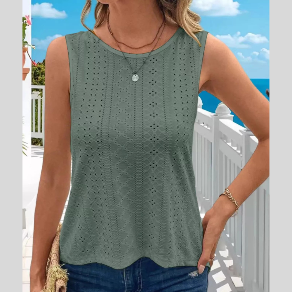Hollow-Out Knit Tank Top