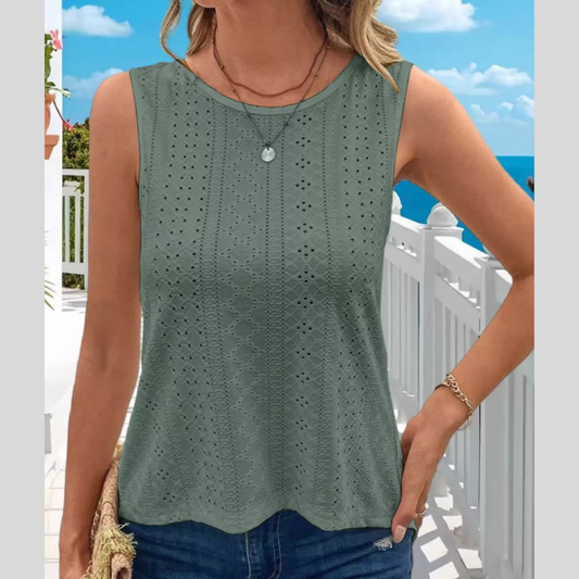 Hollow-Out Knit Tank Top