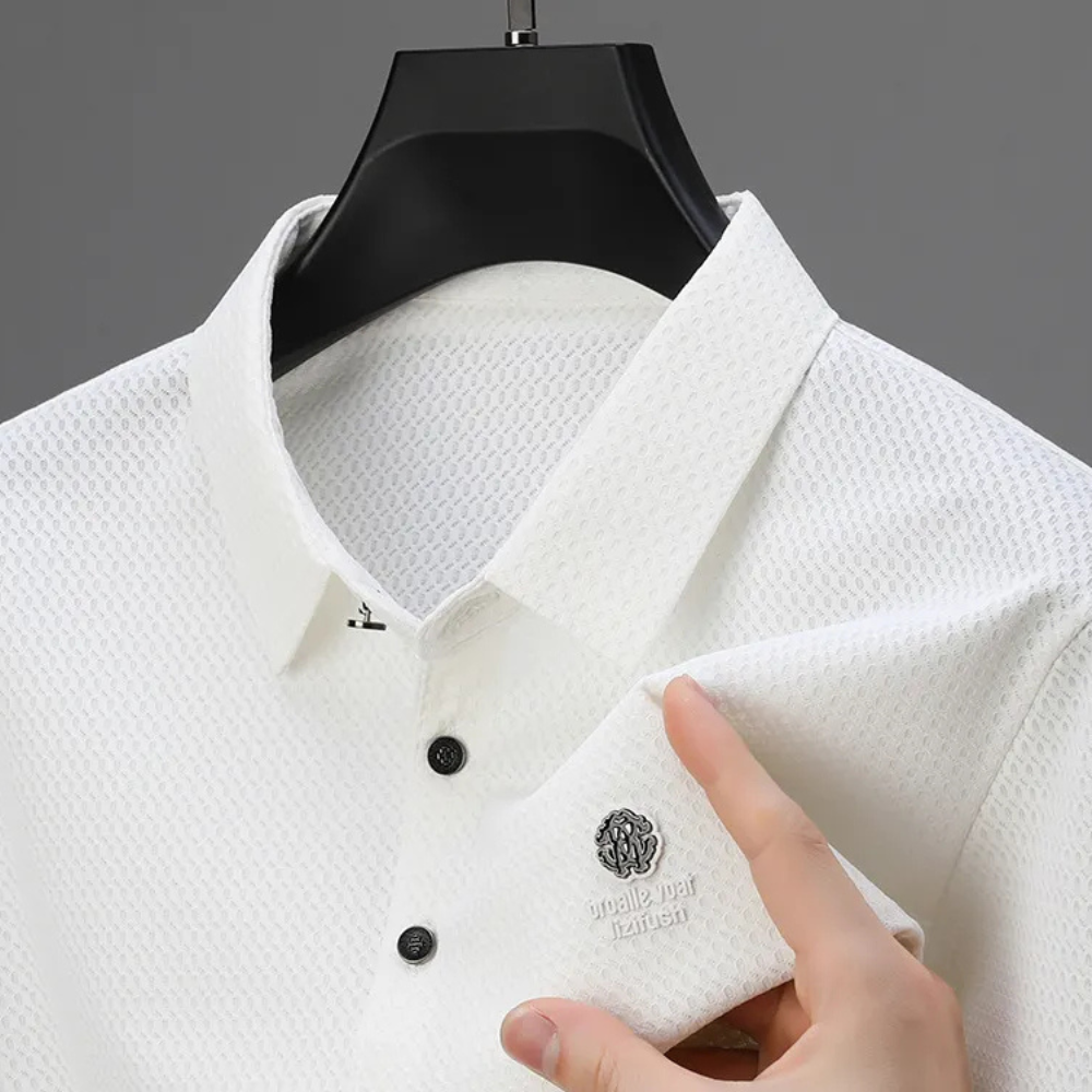 Men's Plus Size Textured Short Sleeve Polo Shirt