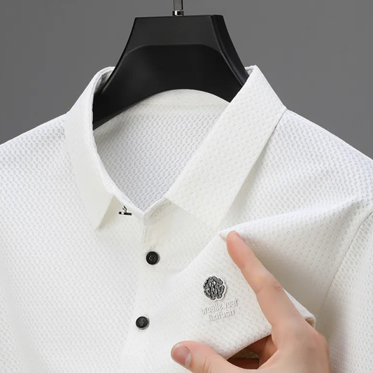 Men's Plus Size Textured Short Sleeve Polo Shirt