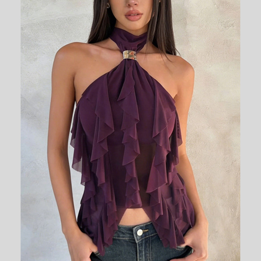 Ruffled Halter Neck Cami