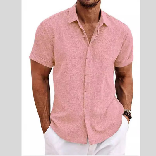 Men's Plus Size Casual Short Sleeve Button-Up Shirt