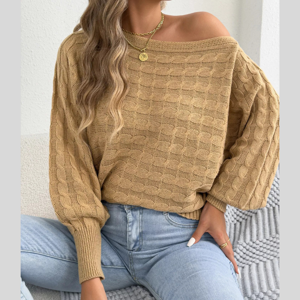 Cable Knit Boat Neck Sweater