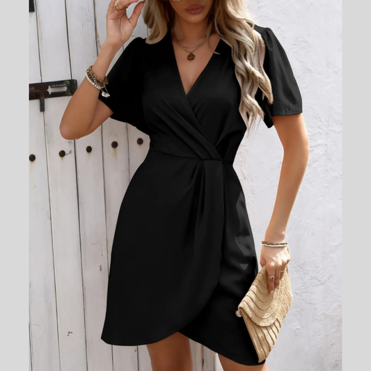 Surplice Flutter Sleeve Mini Dress