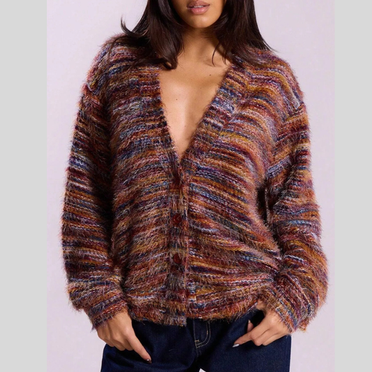 Textured Knit Button-Down Cardigan