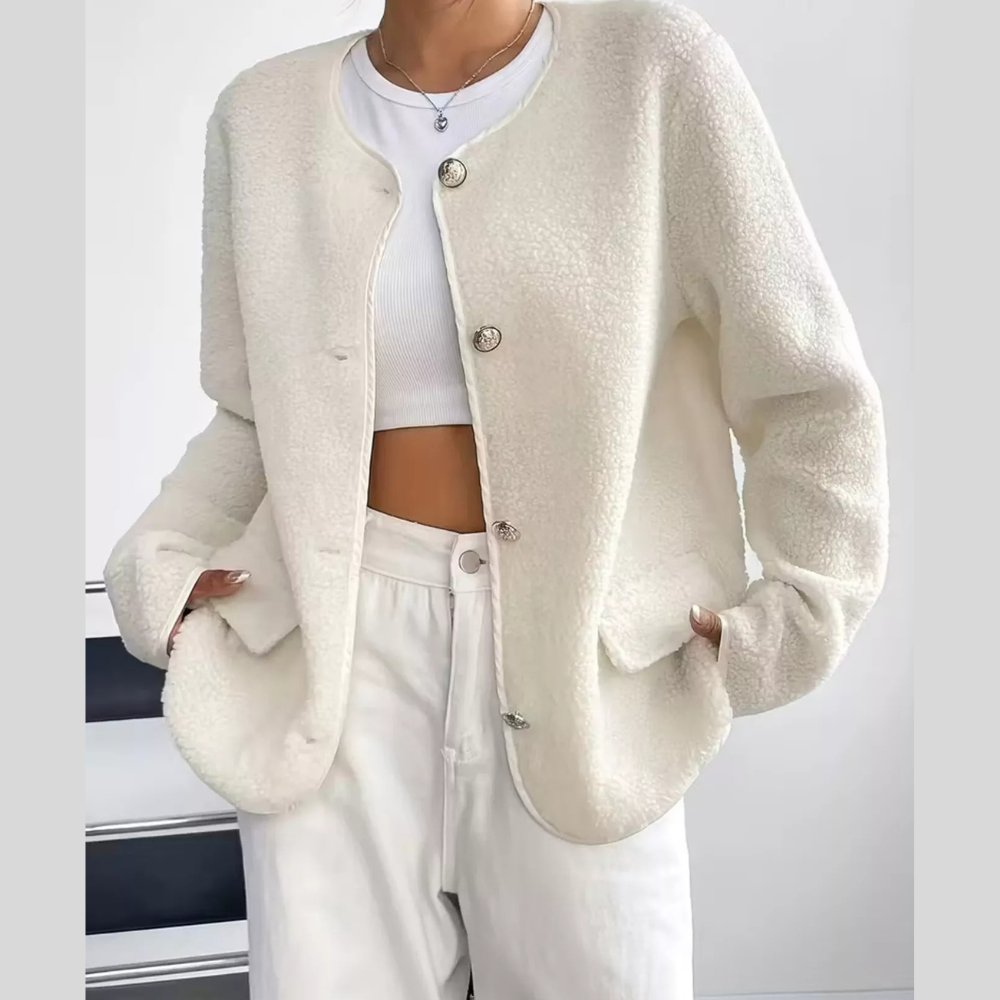 Full Size Textured Button-Up Fleece Outerwear Plus Size