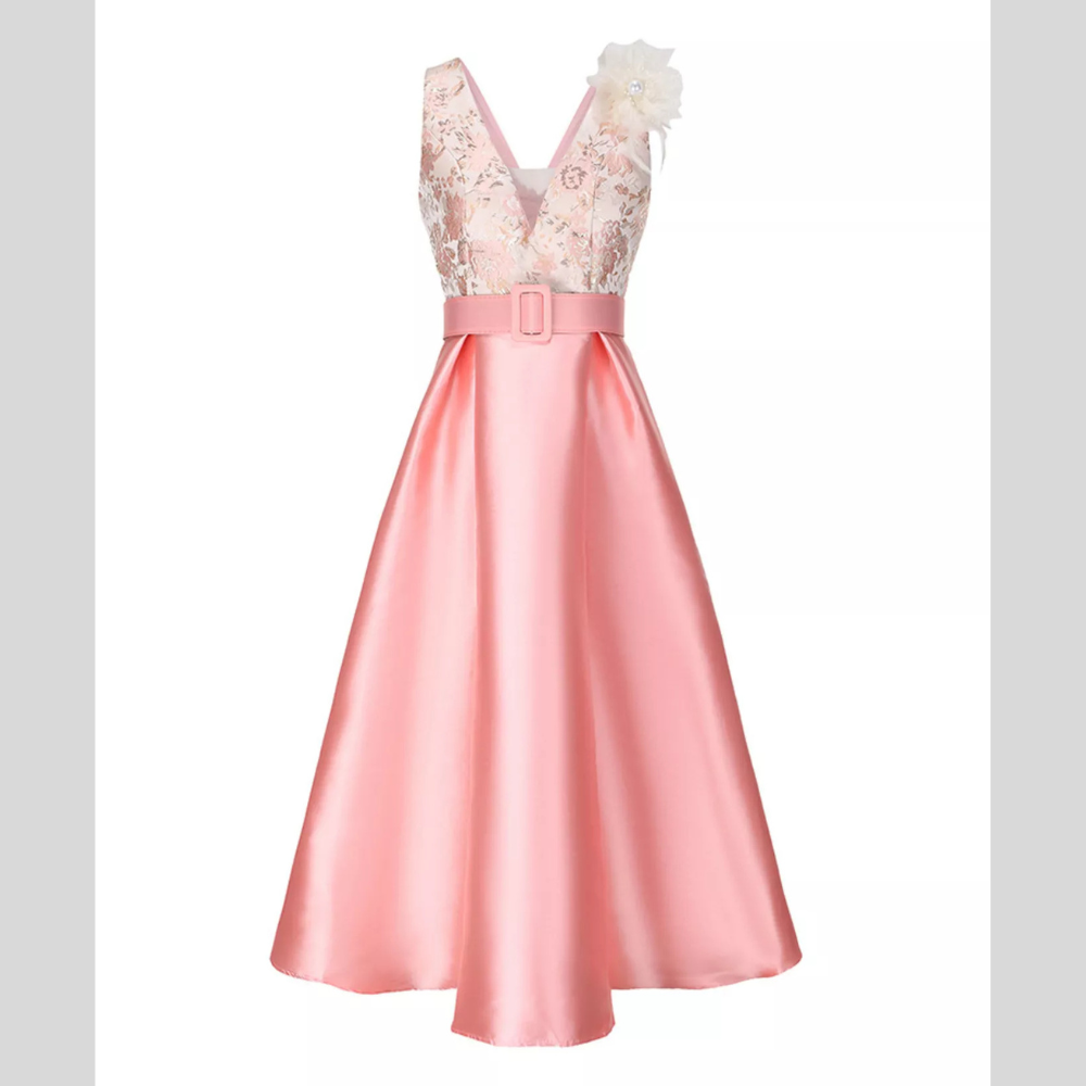 Floral Sleeveless Belted Midi Dress