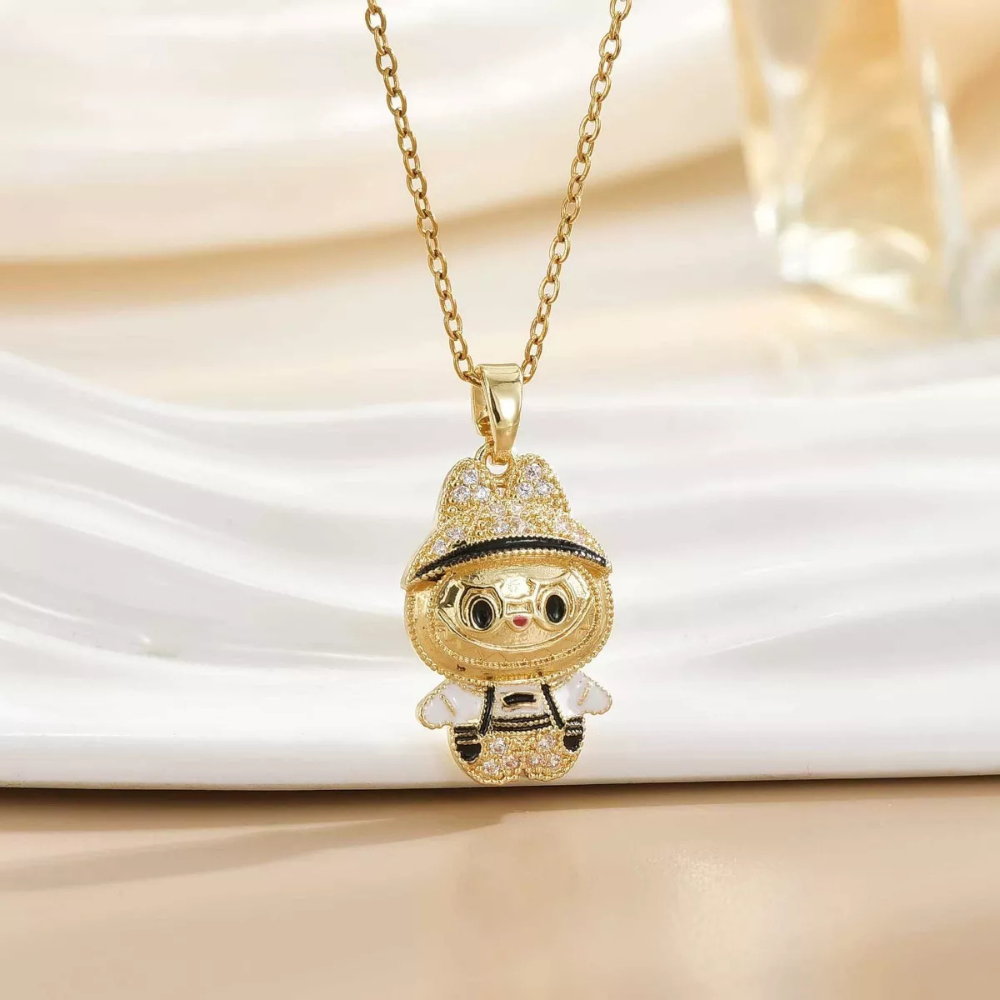 18K Gold-Plated Cartoon Character Pendant Necklace