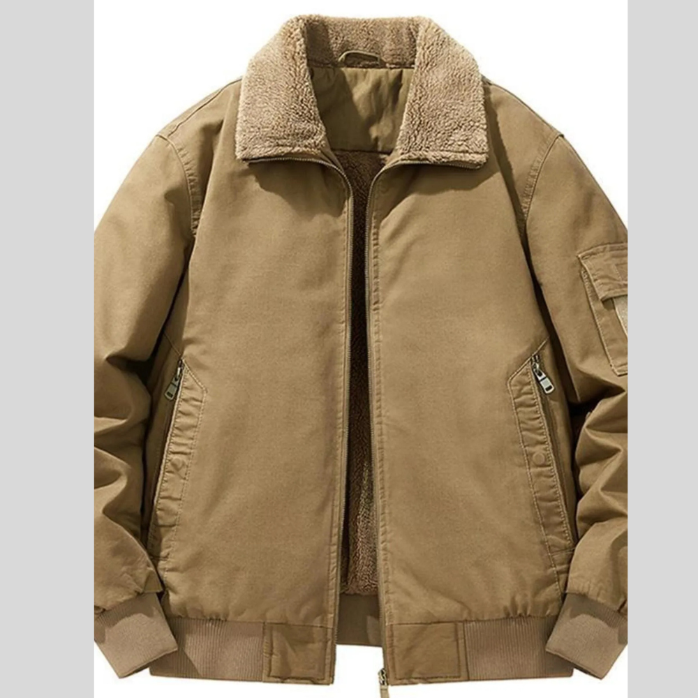 Men's Plus Size Zip Up Long Sleeve Sherpa Jacket