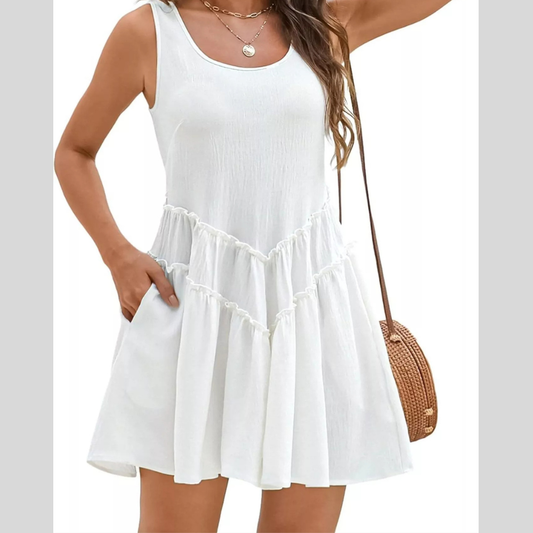 Round Neck Sleeveless Mini Dress