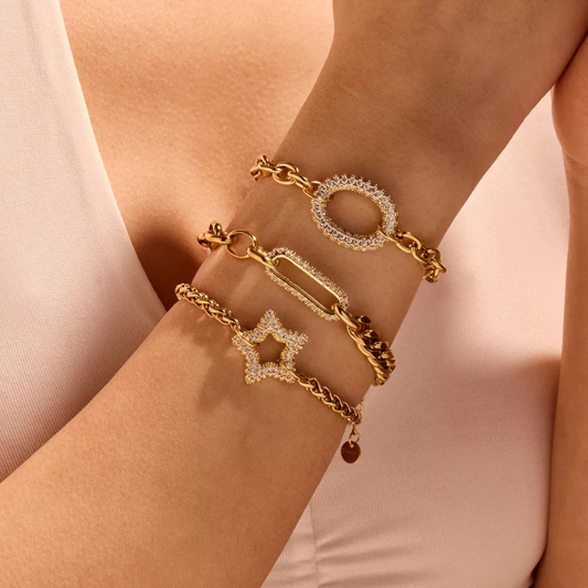 18K Gold-Plated Rhinestone Chain Bracelet