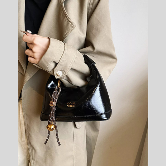 Leather Crossbody Bag with Charm