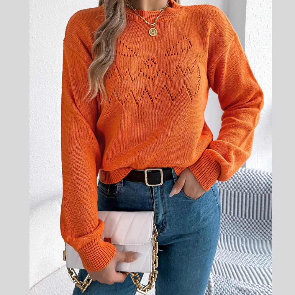Halloween Pumpkin Face Knit Top