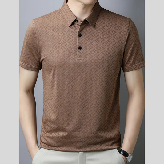 Men's Plus Size Geometric Pattern Short Sleeve Polo