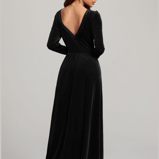 Velvet Square Neck Long Sleeve Dress