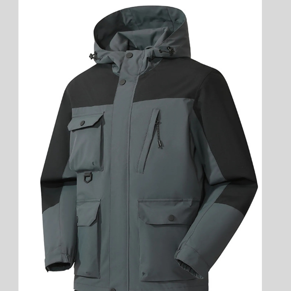 Men's Full Size Multi-Pocket Long Sleeve Hooded Jacket Plus Size