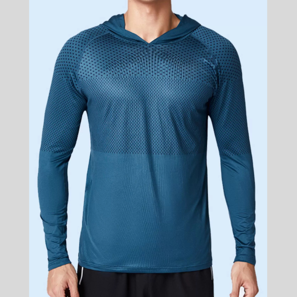 Men's Plus Size Breathable Long Sleeve Hooded Active Top