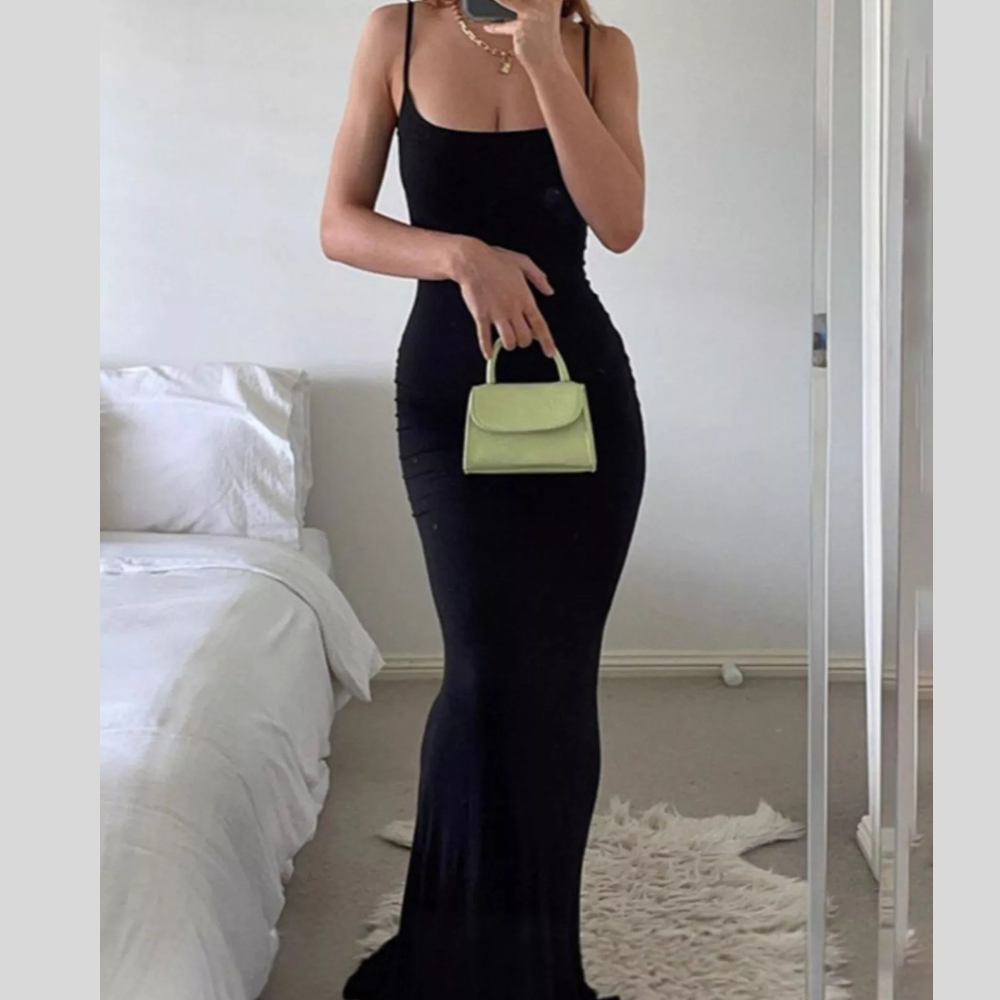 Full Size Solid Color Spaghetti Strap Maxi Dress Plus Size