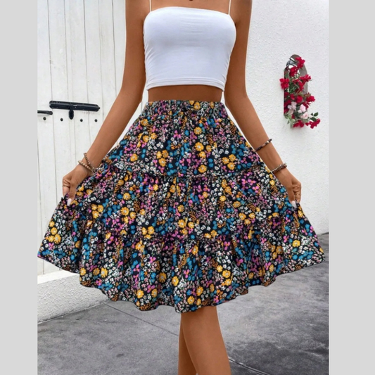 Floral Print Midi Skirt
