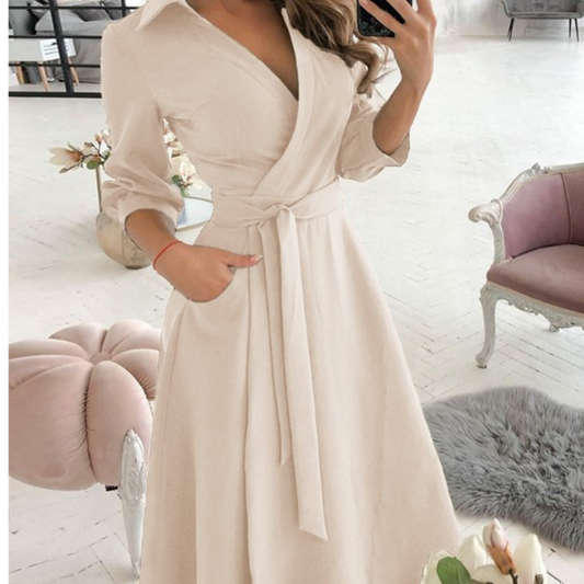 Sexy Fashion Long-sleeved Deep V-neck Print Bag Hip  Irregular Party Dress Women