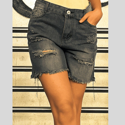 Full Size Ripped Frayed Hem Denim Shorts Plus Size