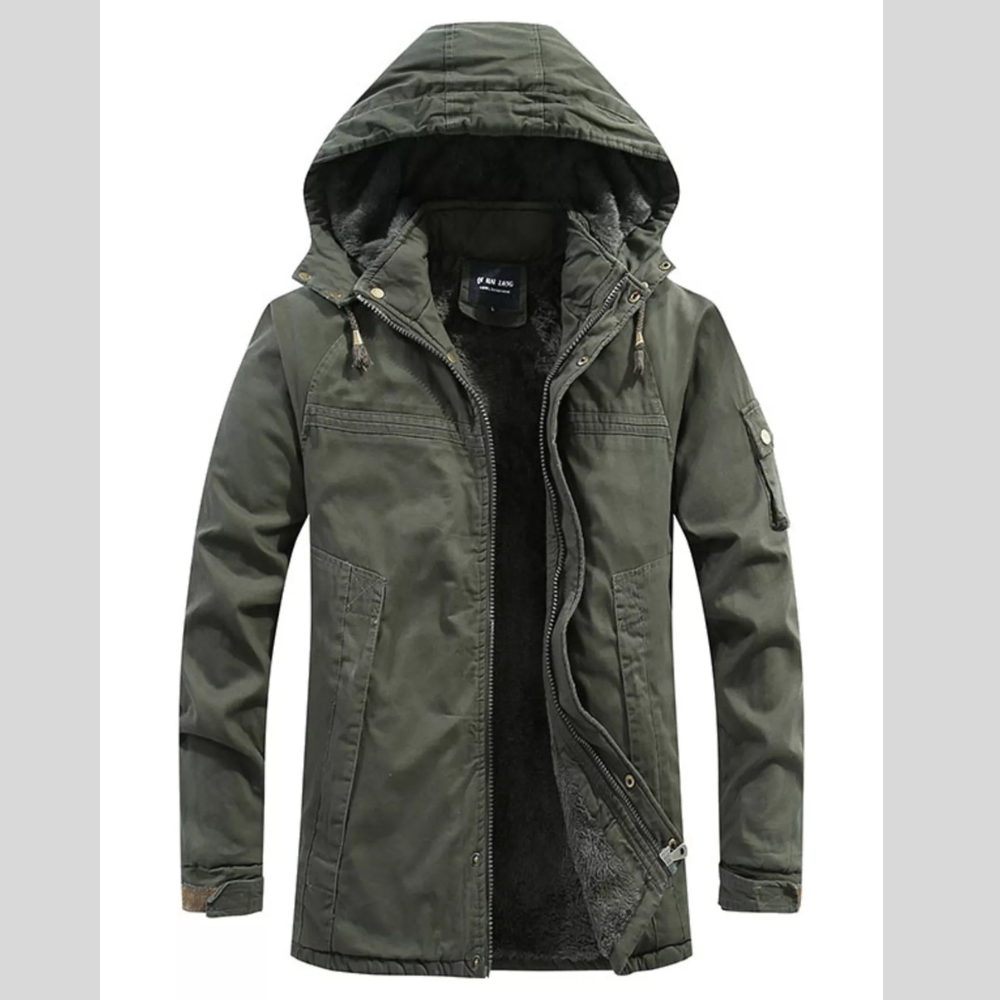 Men's Plus Size Winter Warm Hooded Zip Up Jacket