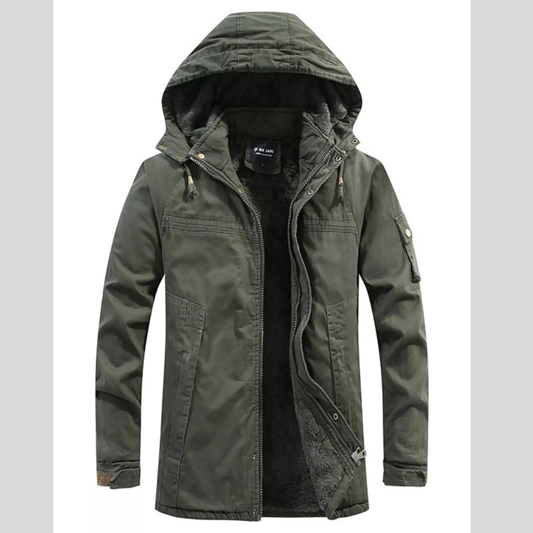 Men's Plus Size Winter Warm Hooded Zip Up Jacket