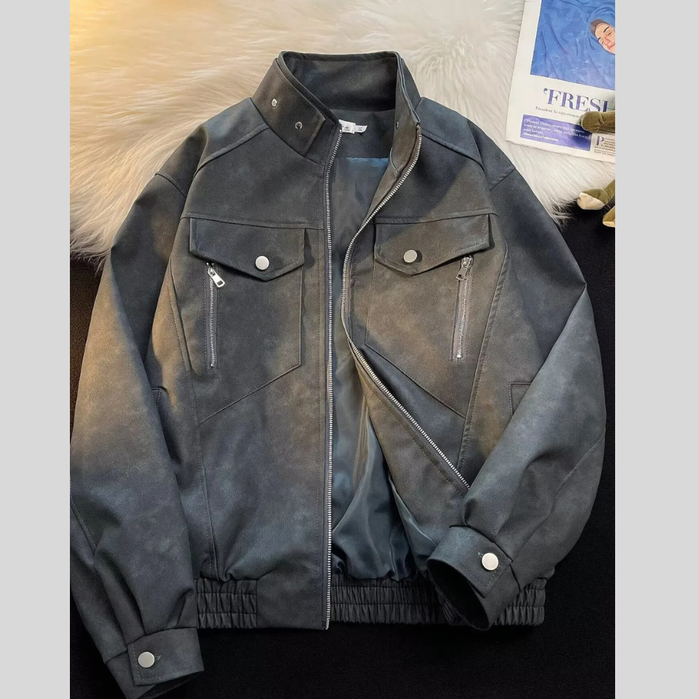 Men's Zip Up Casual Bomber Jacket