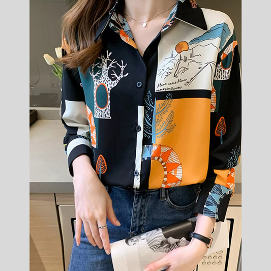 Vintage Print Long Sleeve Shirt