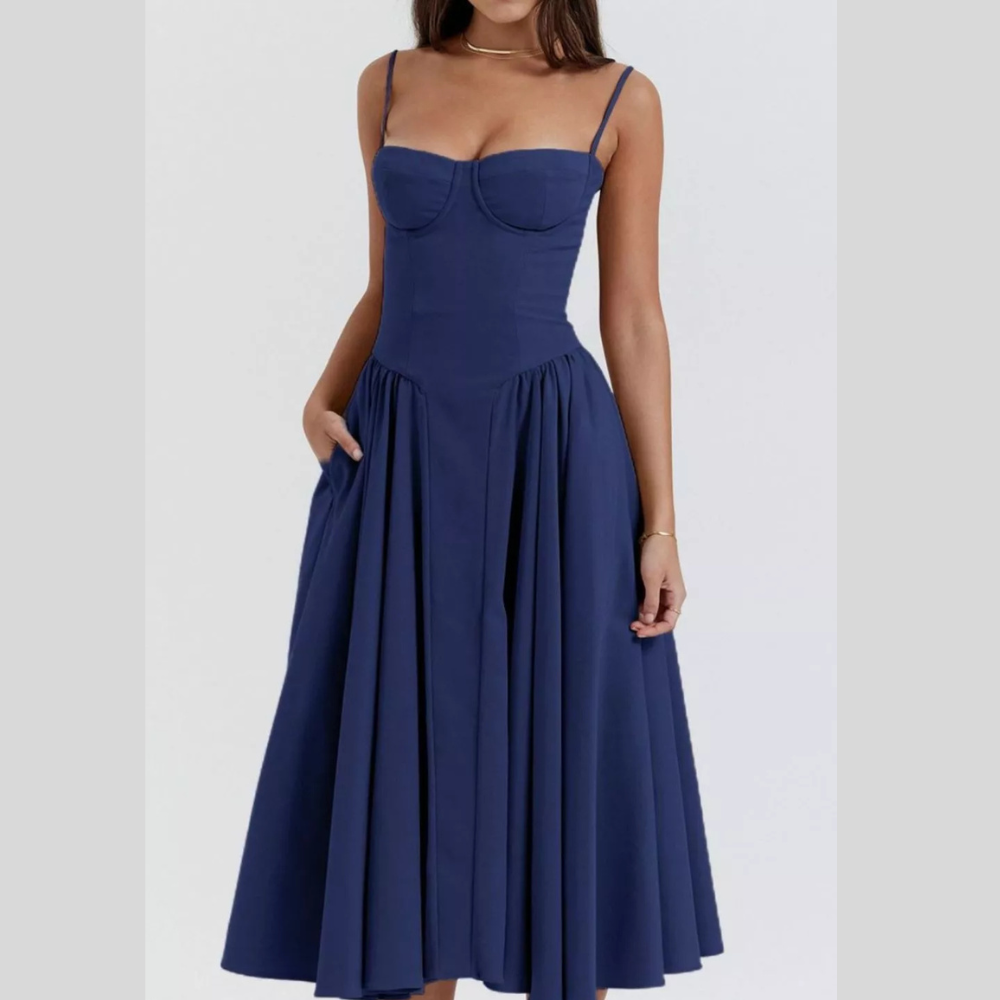 Sweetheart Neck Ruched Midi Dress