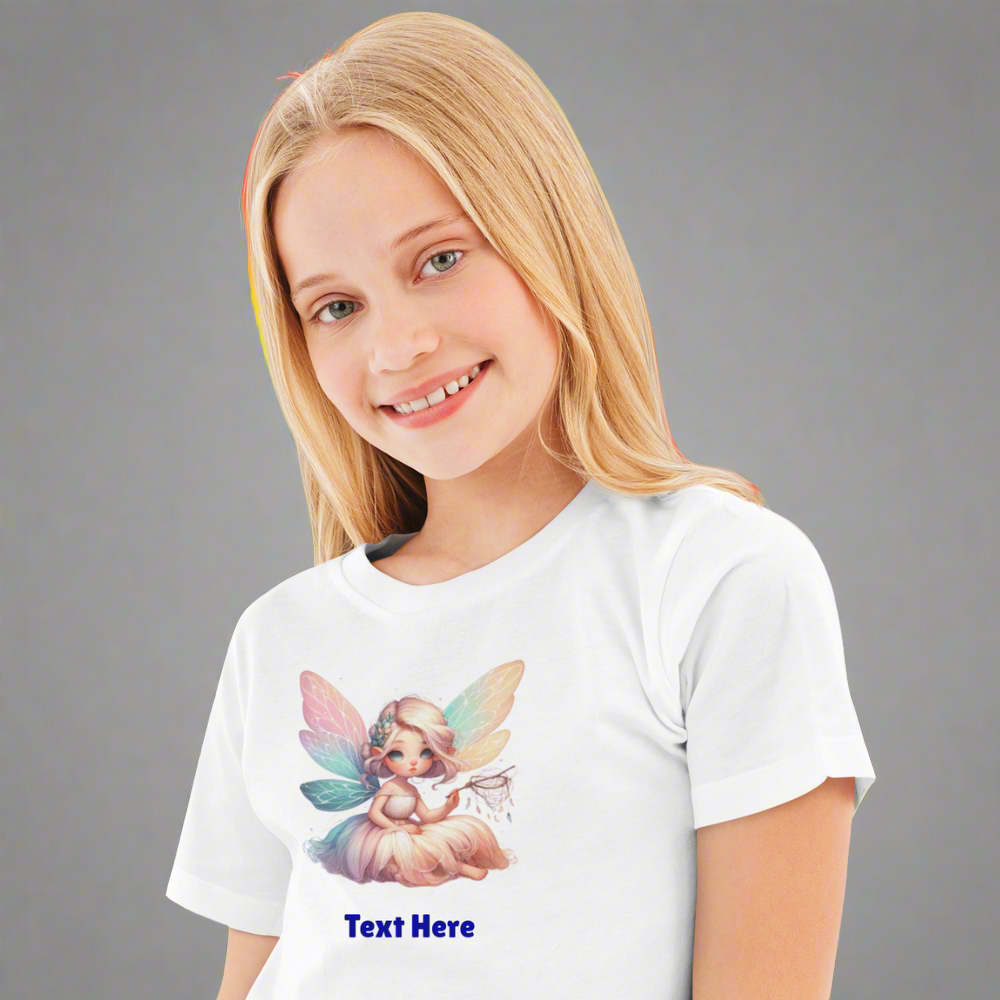 Kids Heavy Cotton™ Tee-Personalize With Cute Fairies